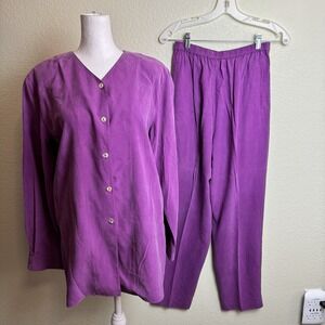 Real Clothes by Saks Fifth Avenue‎ Women's 2-Piece Purple Size S 100% Silk